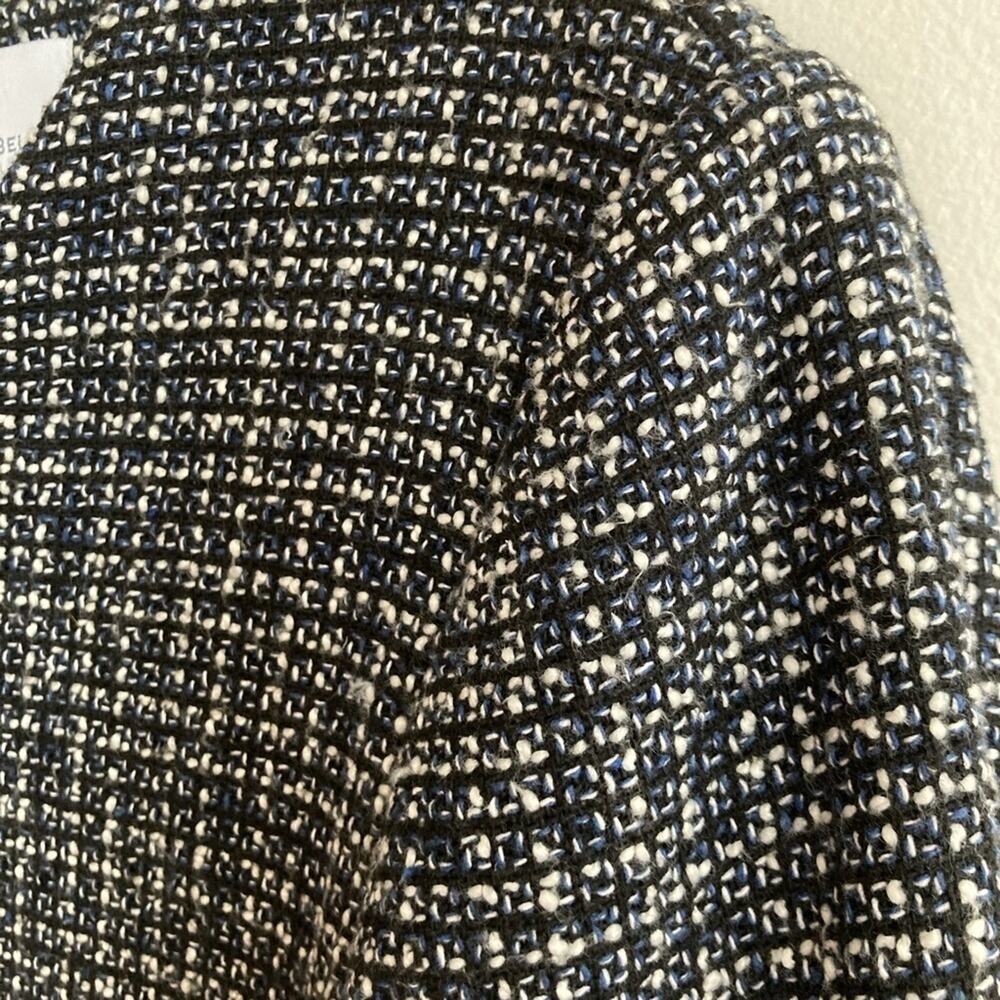 Carolina Belle Womens M Blue Plaid Tweed Zip Front Coat Old Money Preppy Classic - Picture 5 of 8